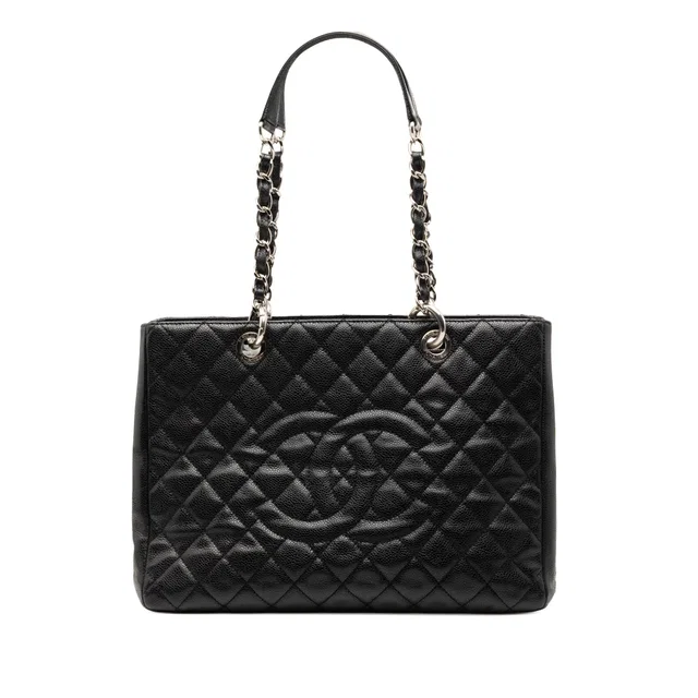 Black Chanel Caviar Grand Shopping Tote in Black Caviar leather from Designer Revival