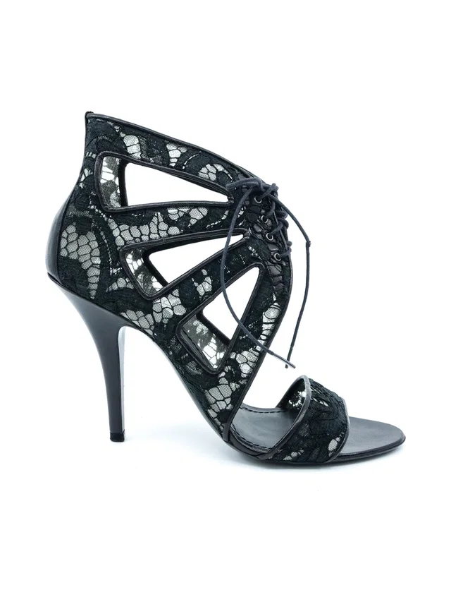 Givenchy Lace Cutout Heels, 38 in Leather from Arcade Vintage