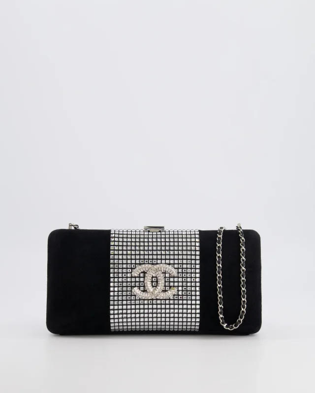 Chanel 2015 Paris-Dubai Black Suede Strass Crystal Clutch Bag with Crystal Embellished CC Logo in Black Suede from Sellier, photo 21 of 21
