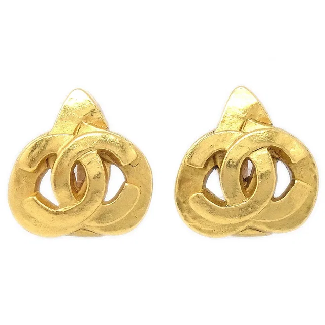Chanel 1997 Heart Earrings Gold Clip-On Medium 97P in Gold from AMORE Vintage Tokyo