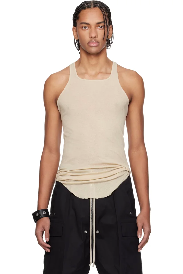 Rick Owens Off-White Temple Basic Rib Tank Top, image 1 of 1 from SSENSE