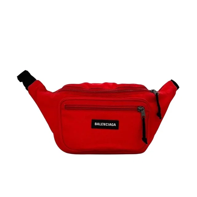 Balenciaga Belt Bag Explorer Bag Red Canvas Waist Pouch in Red Canvas from The Reluxe