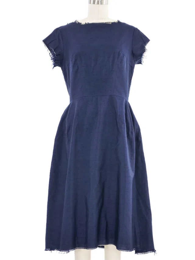 1997 Comme des Garcons Layered Navy Silk Dress in Navy Silk from Arcade Vintage
