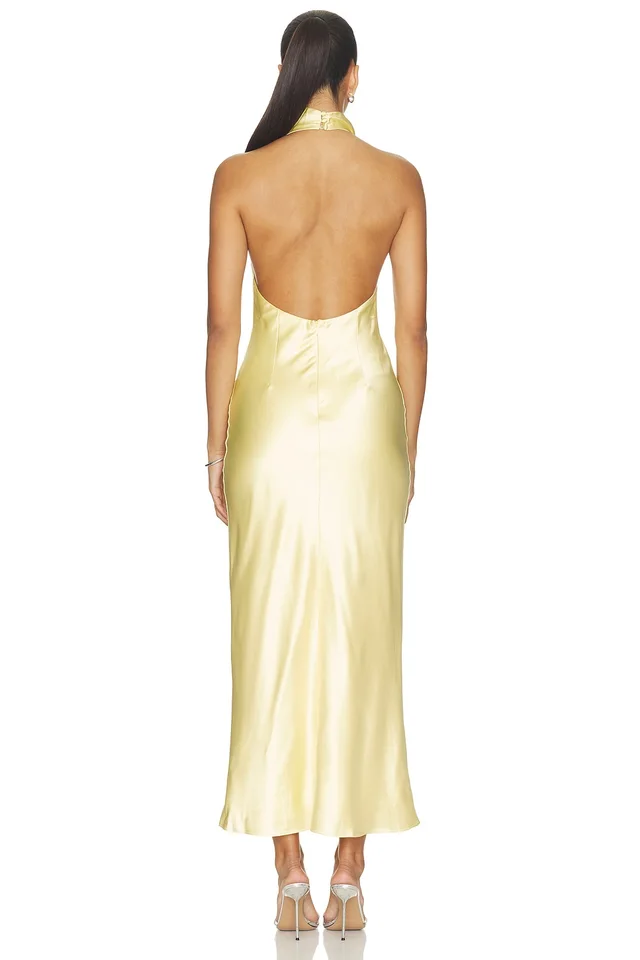 MORE TO COME Apphia Halter Maxi Dress in Butter Yellow, photo 3 of 3 from REVOLVE (Canada)