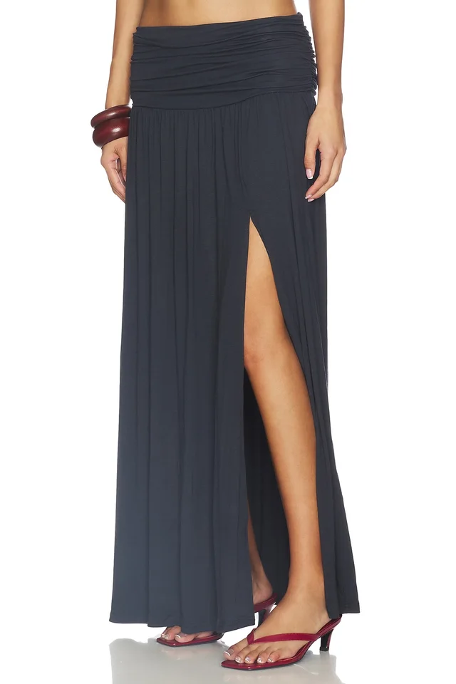 SEVEN WONDERS Avanni Ruched Low Waist Maxi Skirt in Granite, photo 3 of 6 from REVOLVE (Canada)
