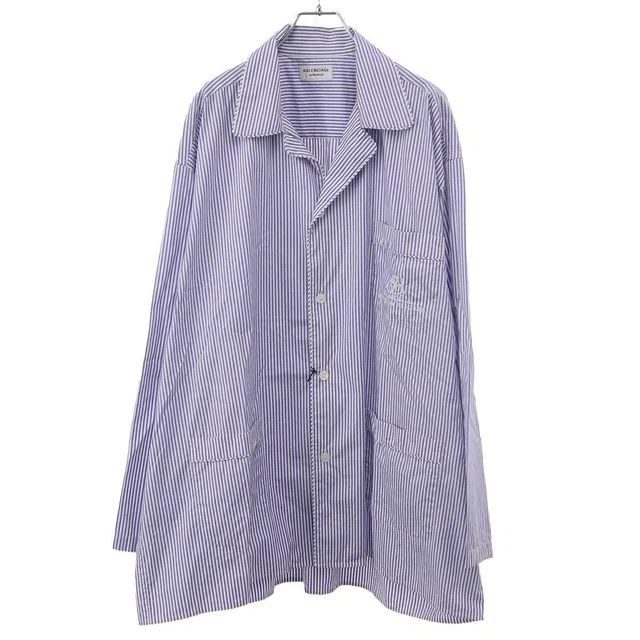 Balenciaga Homewear Striped Pajama Shirt Blue 44 in Blue from The Reluxe