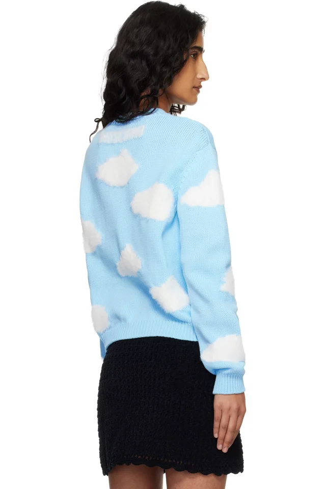 Moschino Blue Organic Cotton Blend Archive Cloud Sweater, photo 3 of 4 from SSENSE