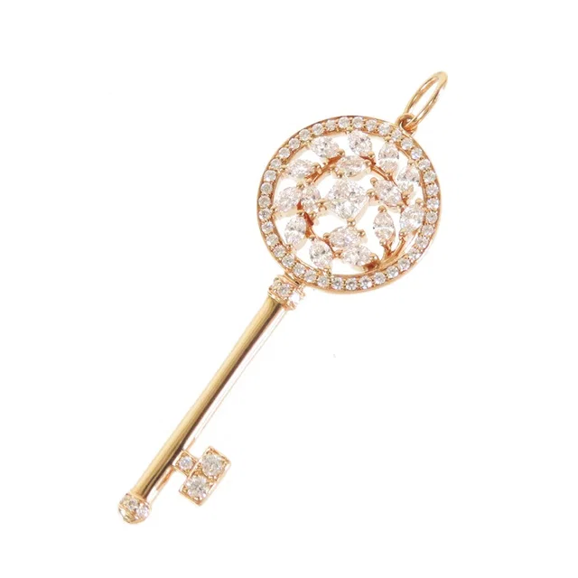 Tiffany & Co. Victoria Vine Circle Key Pink Gold 18K Diamond Pendant Charm in Pink from The Reluxe