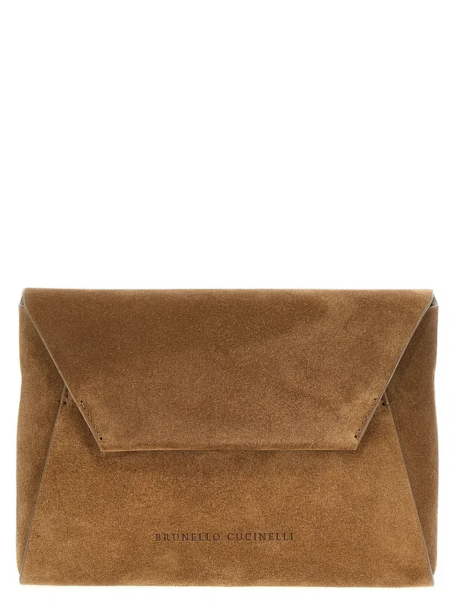 Brunello Cucinelli Monile Clutch — Camel in Brown Suede from HEWI