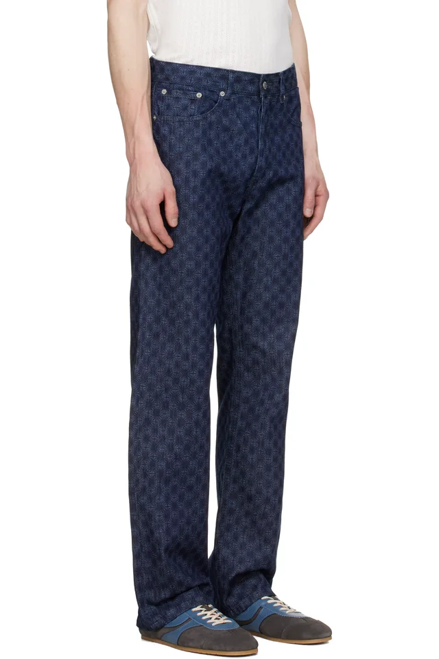Dries Van Noten Navy Printed-Graphic Jeans, photo 2 of 4 from SSENSE