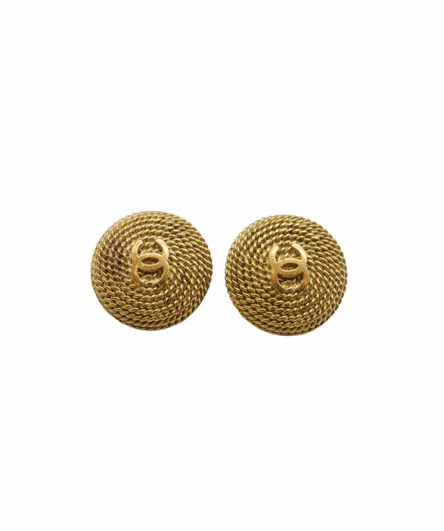 Chanel Vintage Earrings Cocomark Accessory 95P in Leather from Luxury Promise