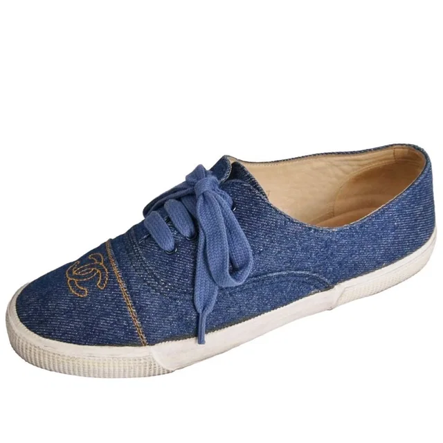 Chanel Vintage Sneakers Low-Cut Denim Cocoma in Denim from The Reluxe