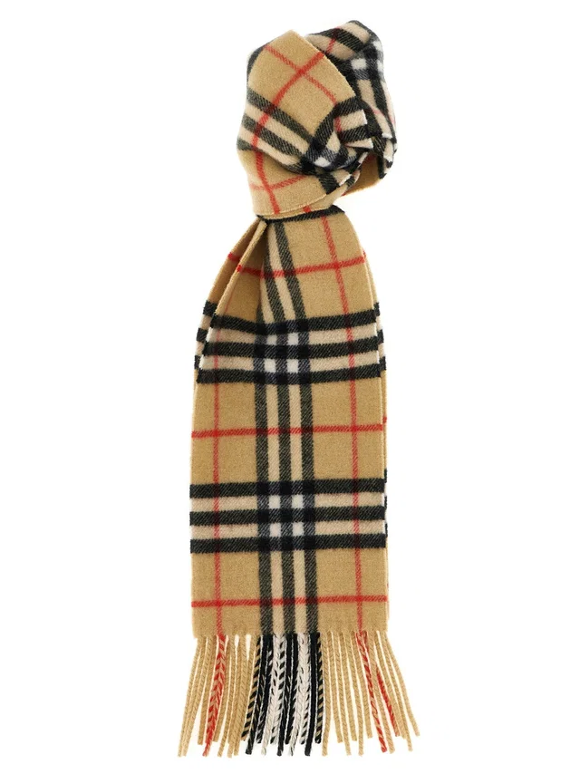 Burberry Cashmere Check Scarf — Camel Scarfs in Brown Cashmere from HEWI