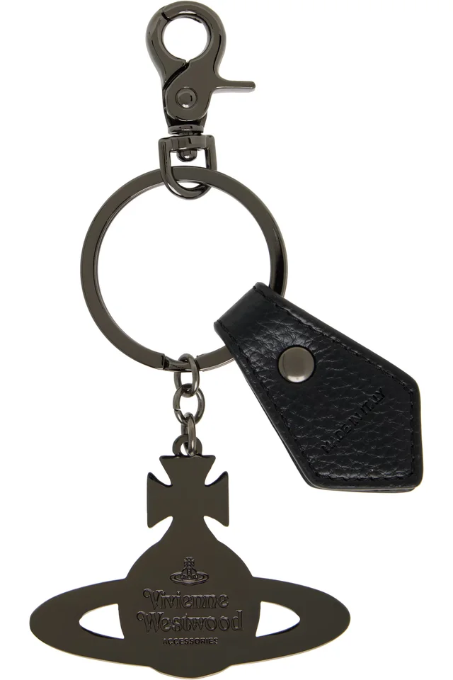 Vivienne Westwood Gunmetal Hammered Orb Keychain, photo 2 of 2 from SSENSE