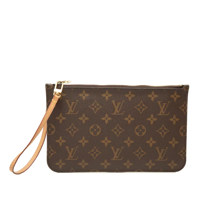 Brown Louis Vuitton Monogram Neverfull Pouch in Brown Coated canvas from Designer Revival