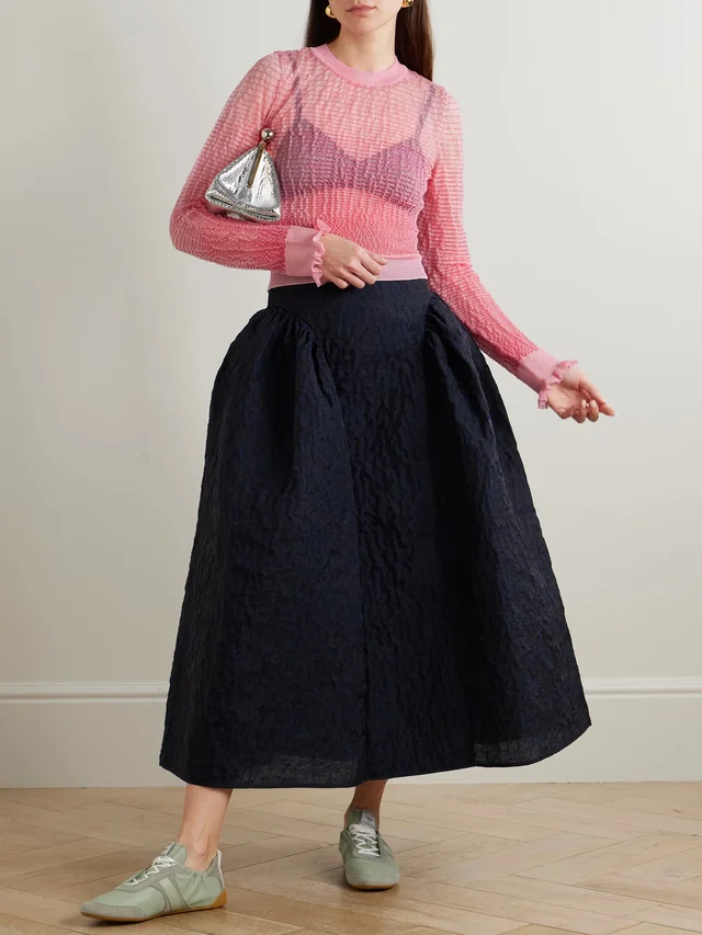 CECILIE BAHNSEN Ruffled knit sweater in Pink, photo 2 of 2 from NET-A-PORTER (Canada)