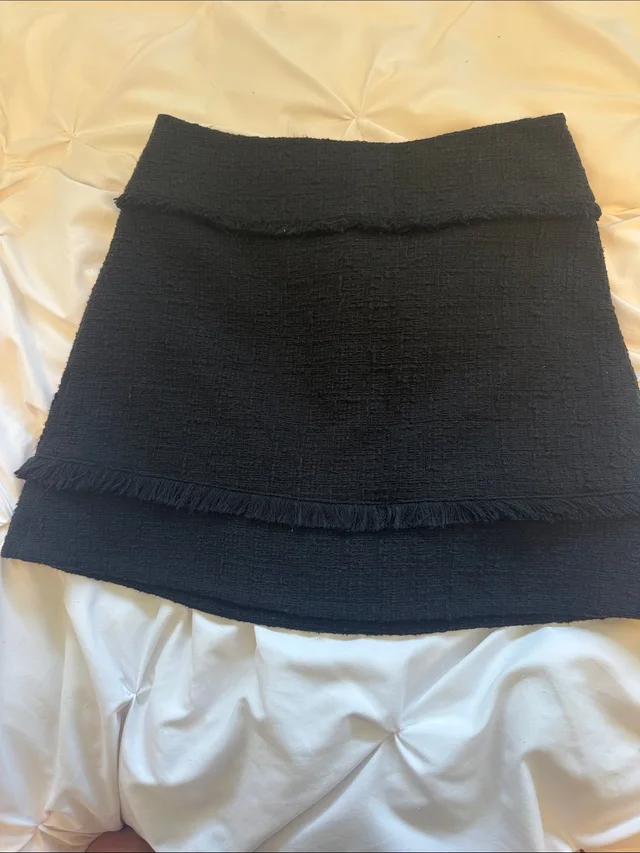 Proenza Schouler Textured Fringe Mini Skirt in black from Poshmark
