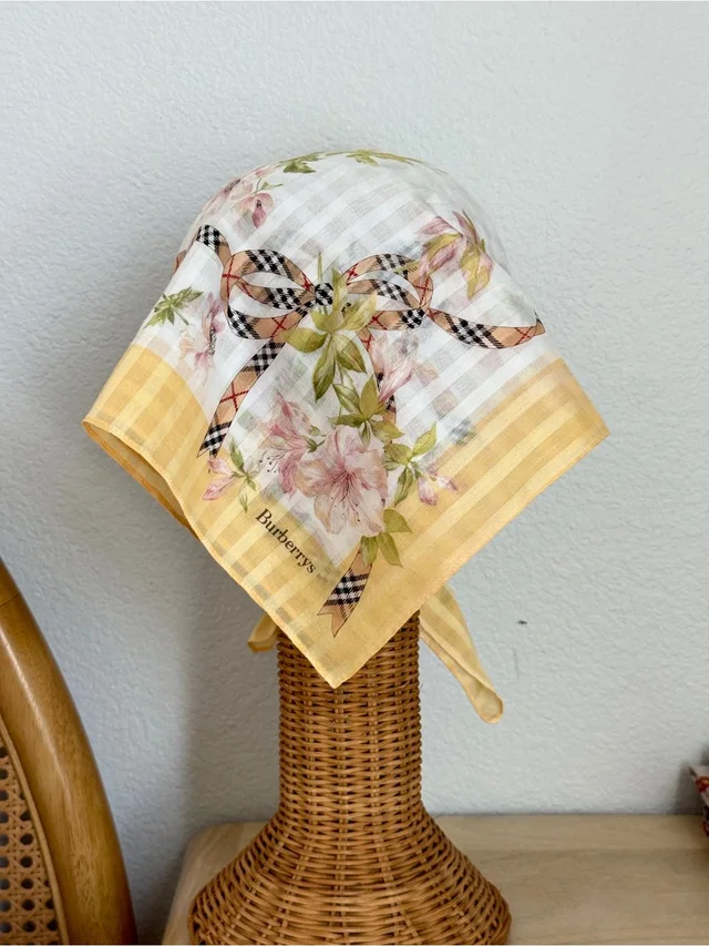 Burberry Vintage Burberrys Floral Ribbon Cotton Bandana Scarf Made In Japan in yellow|pink Woven leather from Poshmark