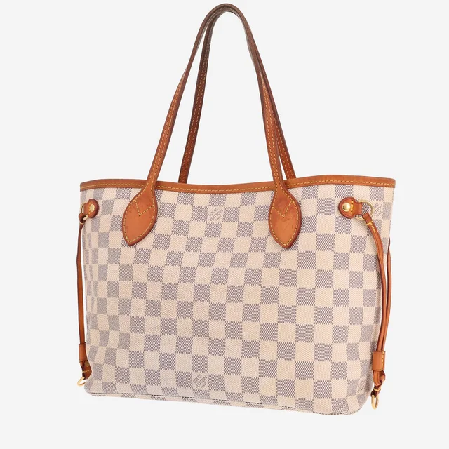 Louis Vuitton Neverfull small tote bag in azure Damier canvas and natural leather in Beige Canvas from Collector Square