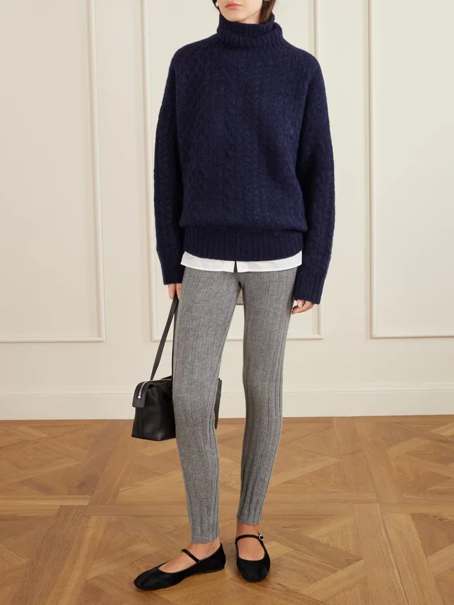 THE ELDER STATESMAN Ribbed cashmere leggings in Grey, photo 2 of 2 from NET-A-PORTER (Canada)