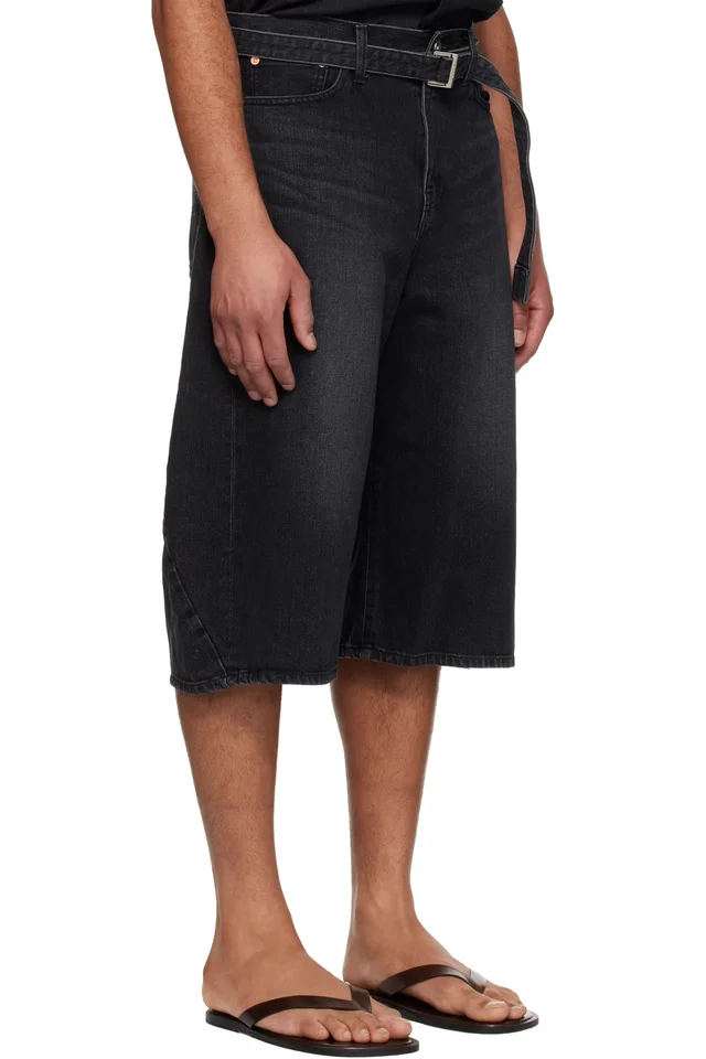 sacai Black Faded Denim Shorts, photo 2 of 2 from SSENSE