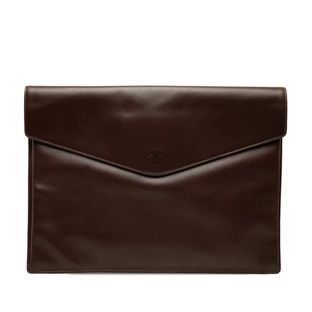Brown Chanel CC Smooth Calfskin Envelope Clutch in Brown Calfskin from Designer Revival