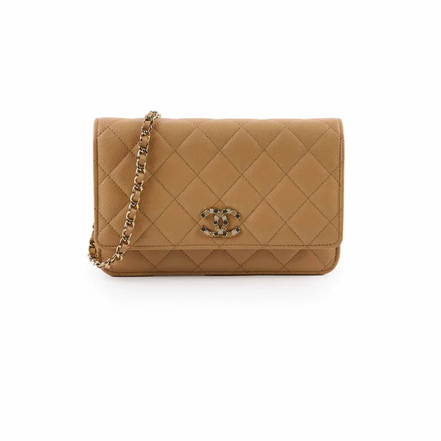 Chanel Caviar Wallet On Chain WOC Beige Microchip in Beige Caviar leather from The Purse Affair