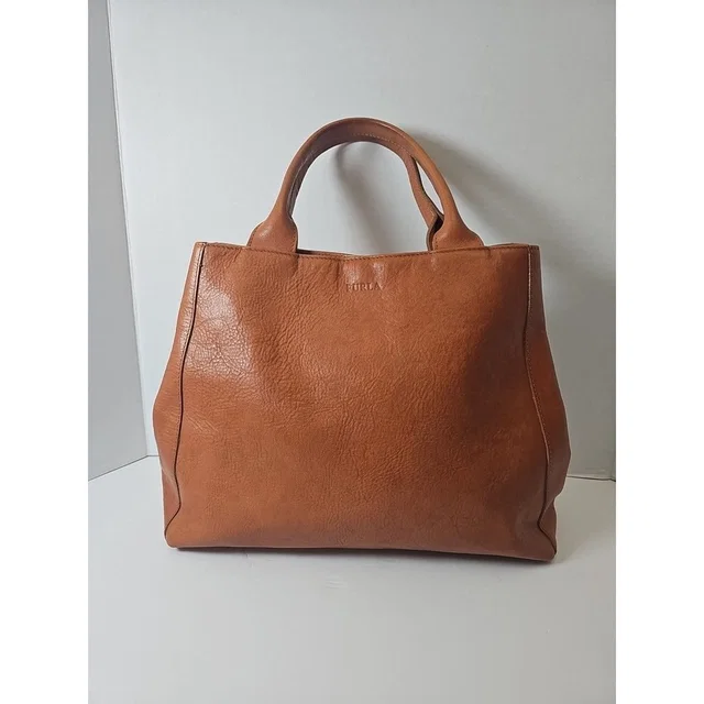 Furla Genuine Leather Medium Tote- Brown/ Orange Made In Italy in brown|gold|red|orange|black Leather from Poshmark