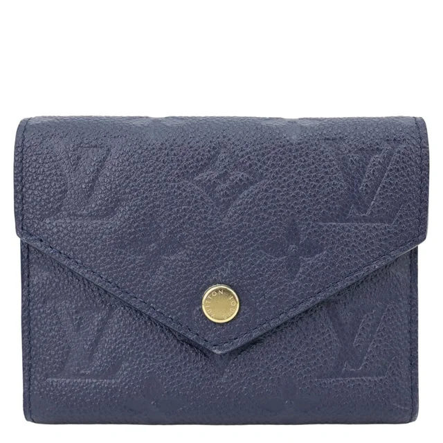 Louis Vuitton Victorine Monogram Empreinte Leather Wallet Navy Blue in Navy Leather from Dallas Designer Handbags