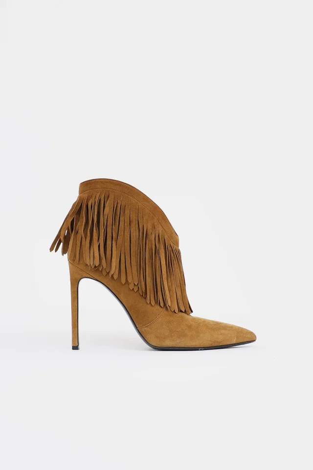 Saint Laurent Fringe Ankle Bootie in Suede from VSP Consignment
