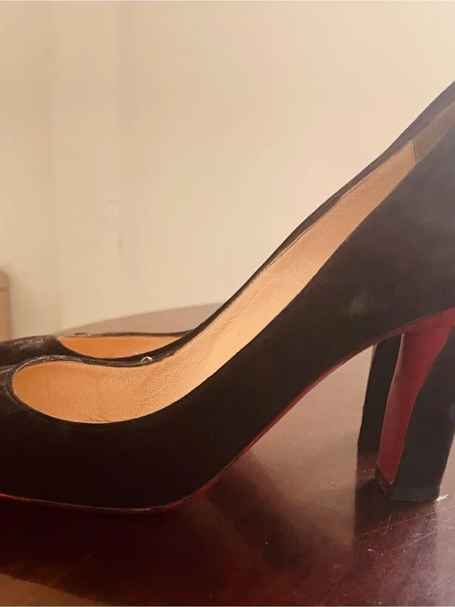 Christian Louboutin Black Suede Viva Pumps Size 39 1/2 in black|red Suede from Poshmark