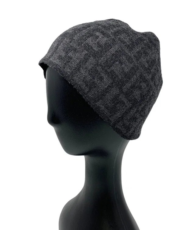 Fendi Vintage Zucca Monogram Knit Beanie #42 Hat Fashion Accessory Wool RankAB+ in Wool from Luxury Promise