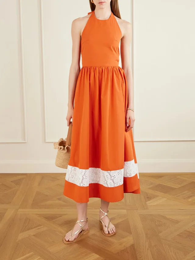 DESTREE Lila lace-trimmed cotton mini dress in Orange, photo 2 of 2 from NET-A-PORTER (Canada)
