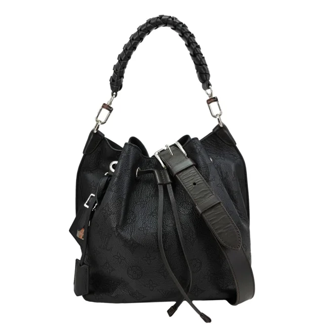 Louis Vuitton Muria Mahina Perforated Leather Shoulder Bag Black in Black Leather from Dallas Designer Handbags