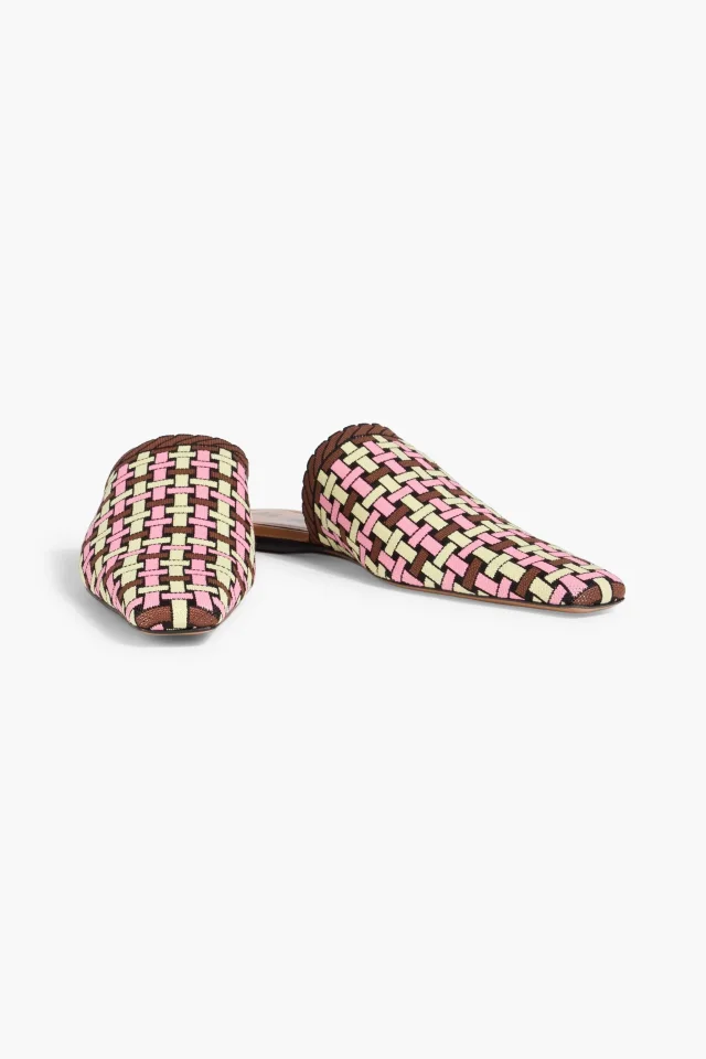 Marni Jacquard Square-Toe Slippers in Brown, photo 2 of 4 from THE OUTNET
