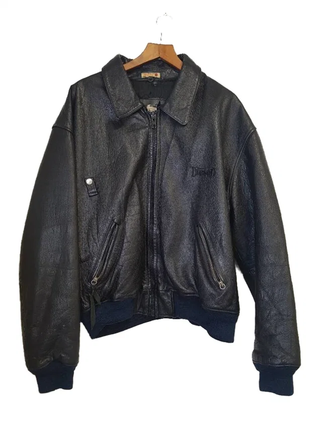 Diesel Vintage Bomber Leather Jacket Black Size: XXL in Black Leather from Oxfam Online Shop