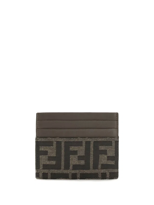 Fendi Ff Card Case — Brown Polyester; Cotton Cases in Brown Calfskin from HEWI