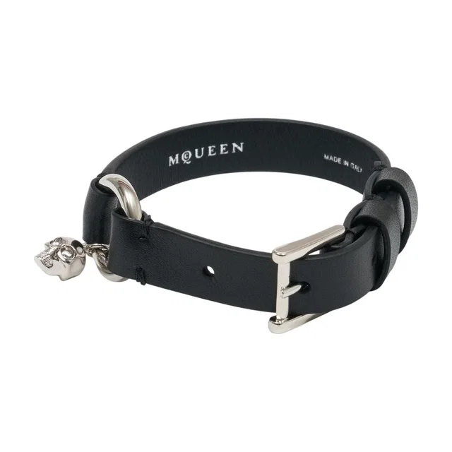 Alexander McQueen Leather Skull-Charm Belt — Black Calfskin in Black Calfskin from HEWI