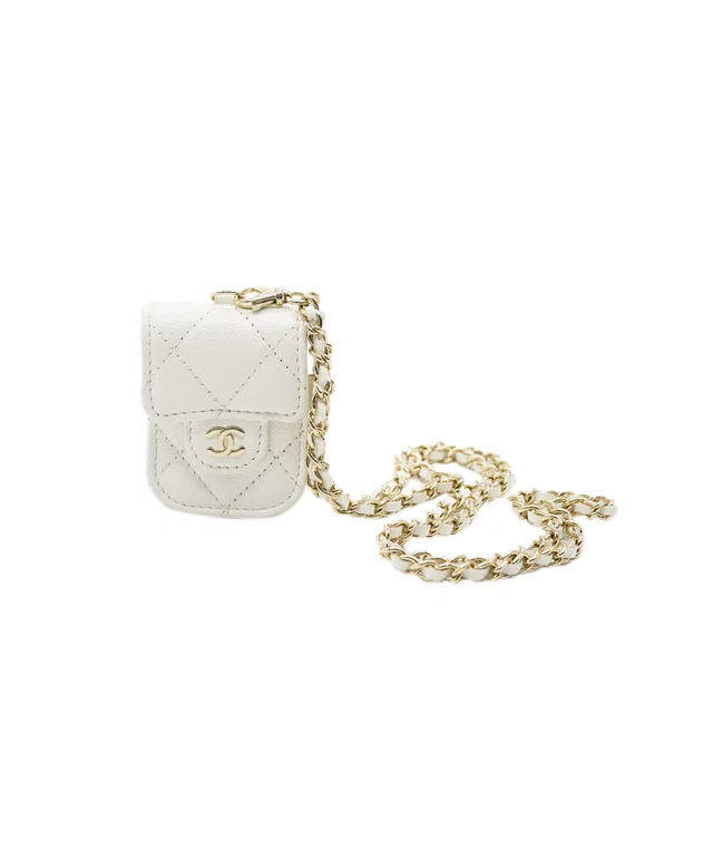 Chanel Caviar White Airpod Case in White Caviar leather from Luxury Promise