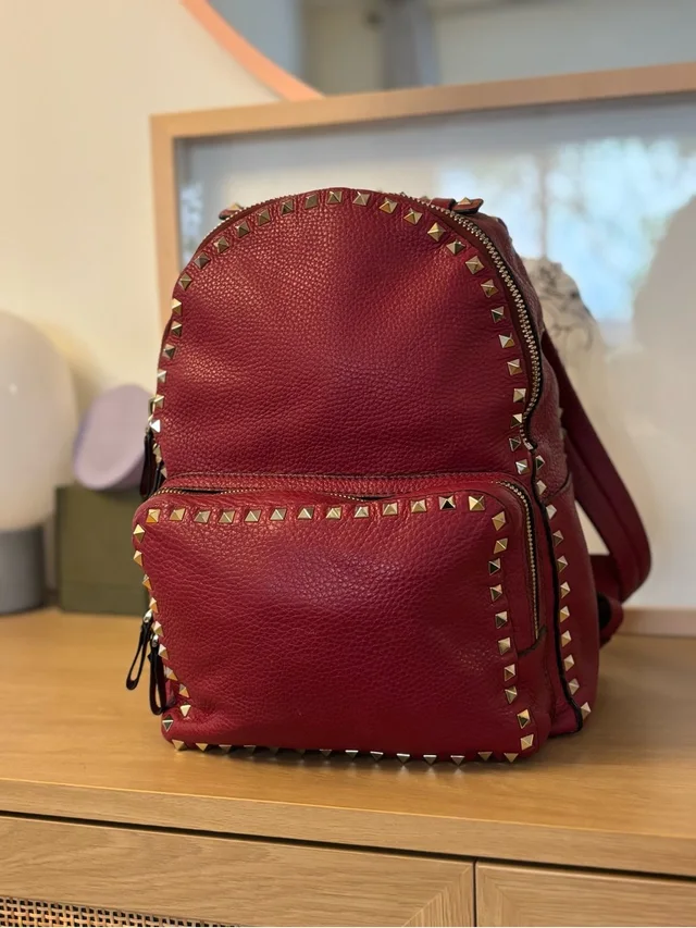 Valentino Garavani Rockstud Small Backpack in red Leather from Poshmark, photo 1 of 1