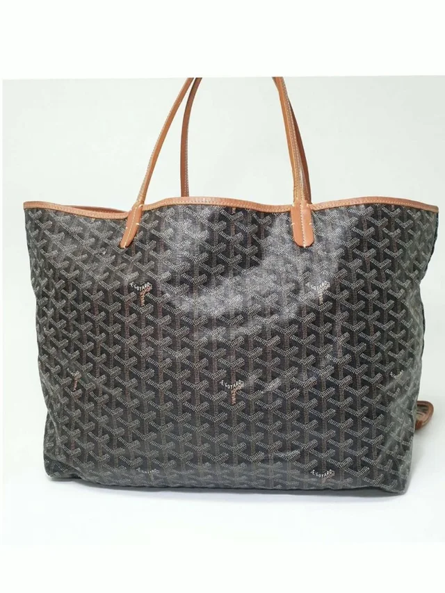 Goyard St Louis Gm Tote Black Tan Chevron Canvas Large Designer Bag in black|brown|neutral Canvas from Poshmark, photo 3 of 11