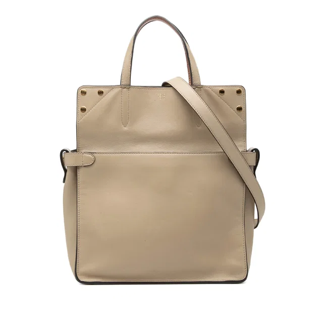 Beige Fendi Vitello Grace and Suede Flip Satchel in Beige Suede from Designer Revival