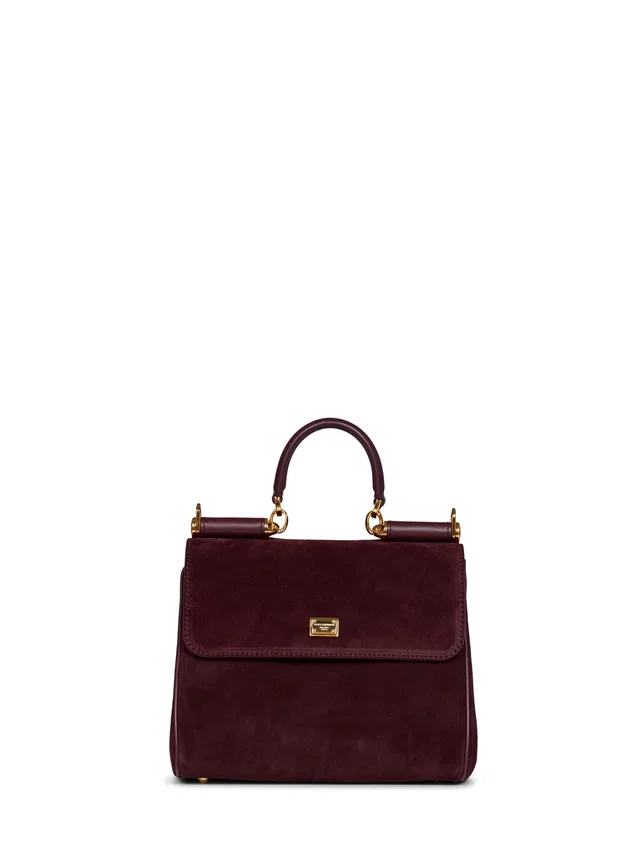 Dolce & Gabbana My Sicily Top Handle Bag — Burgundy Calf Leather Hand in Burgundy Calfskin from HEWI