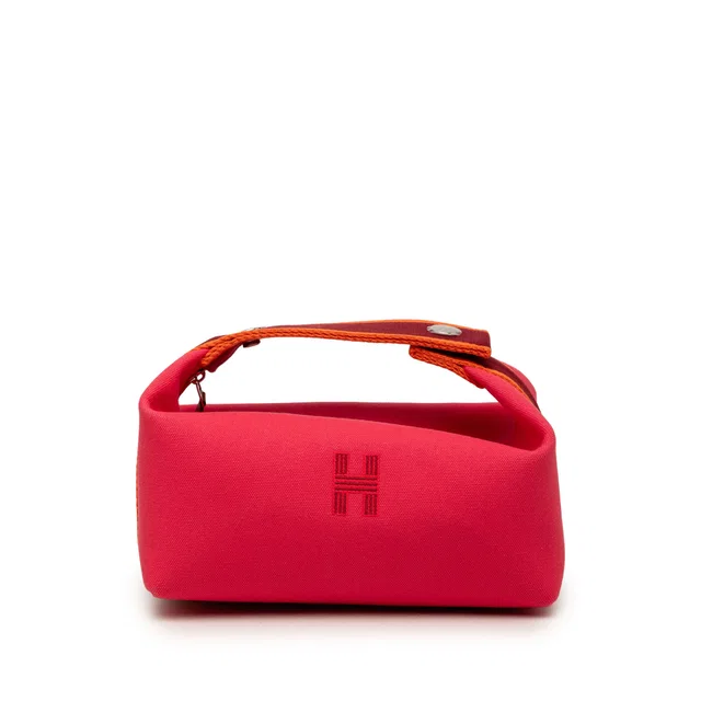 Pink Hermès Small Toile Bride A Brac Case Vanity Bag in Pink Canvas from Designer Revival
