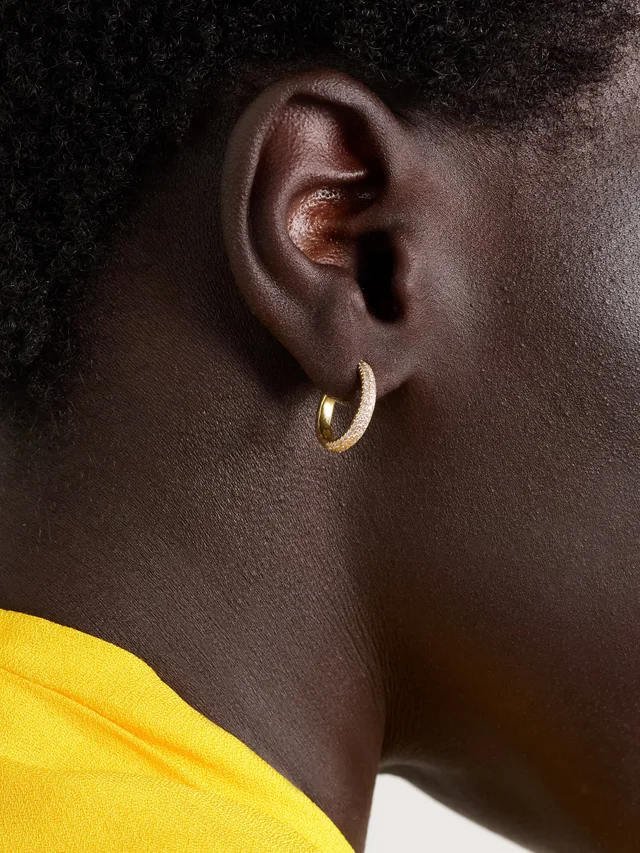 OCTAVIA ELIZABETH Yana 18-karat gold diamond hoop earrings in Metallic, photo 2 of 2 from NET-A-PORTER (Canada)