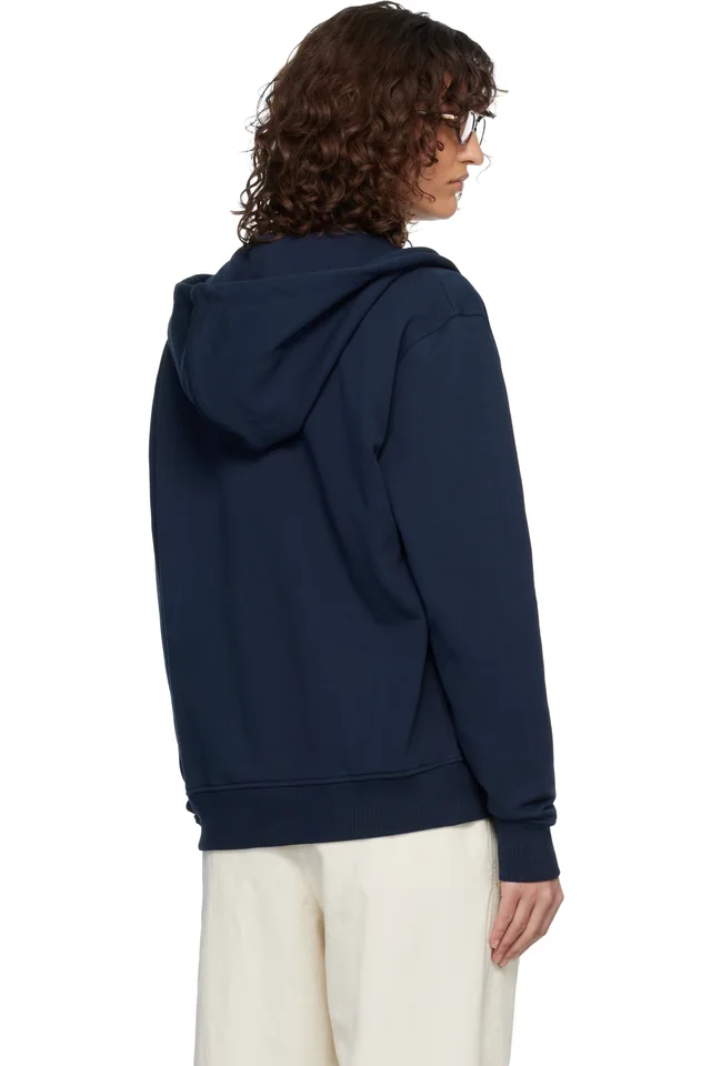 AMI Paris Navy Ami de Coeur Zipped Hoodie, photo 3 of 4 from SSENSE