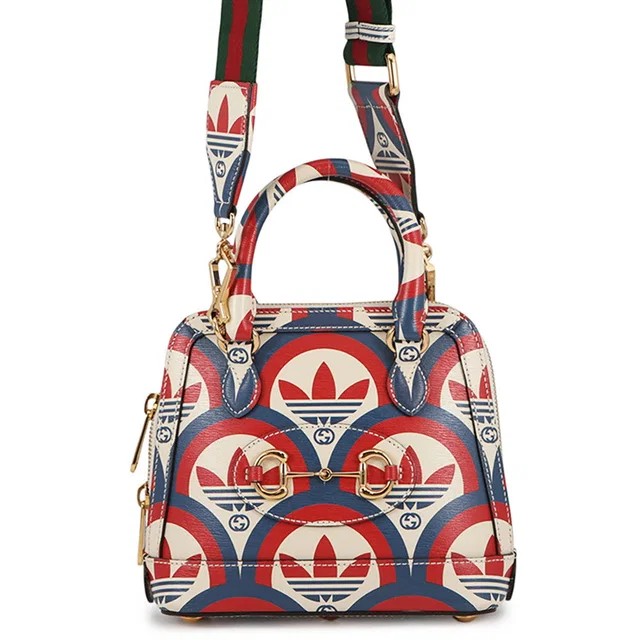 Gucci Adidas collaboration Horsebit 2-way bag Red/White/Blue677212 Leather Size Mini in White Leather from GALLERY RARE