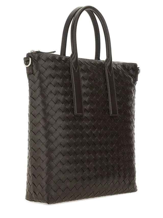 Bottega Veneta Interlaced Calfskin Tote Bag — Brown in Brown Calfskin from HEWI