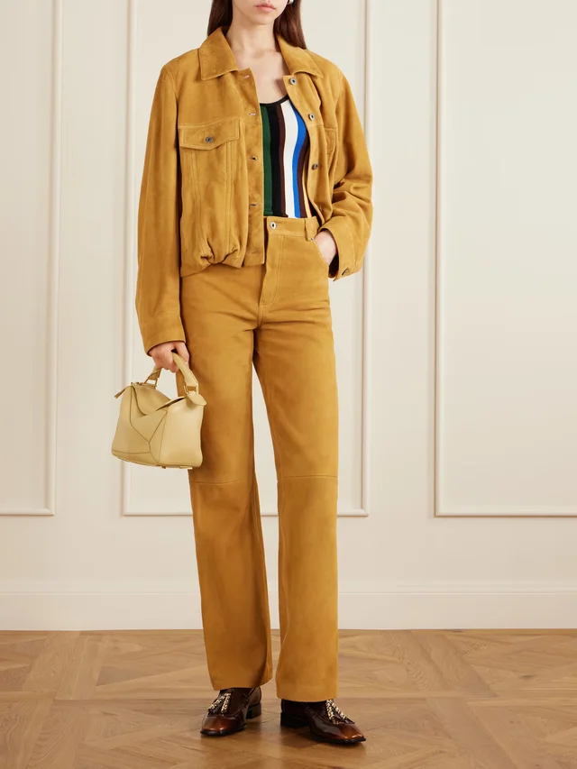 LOEWE Suede high-rise straight-leg pants in Beige, photo 2 of 2 from NET-A-PORTER (Canada)