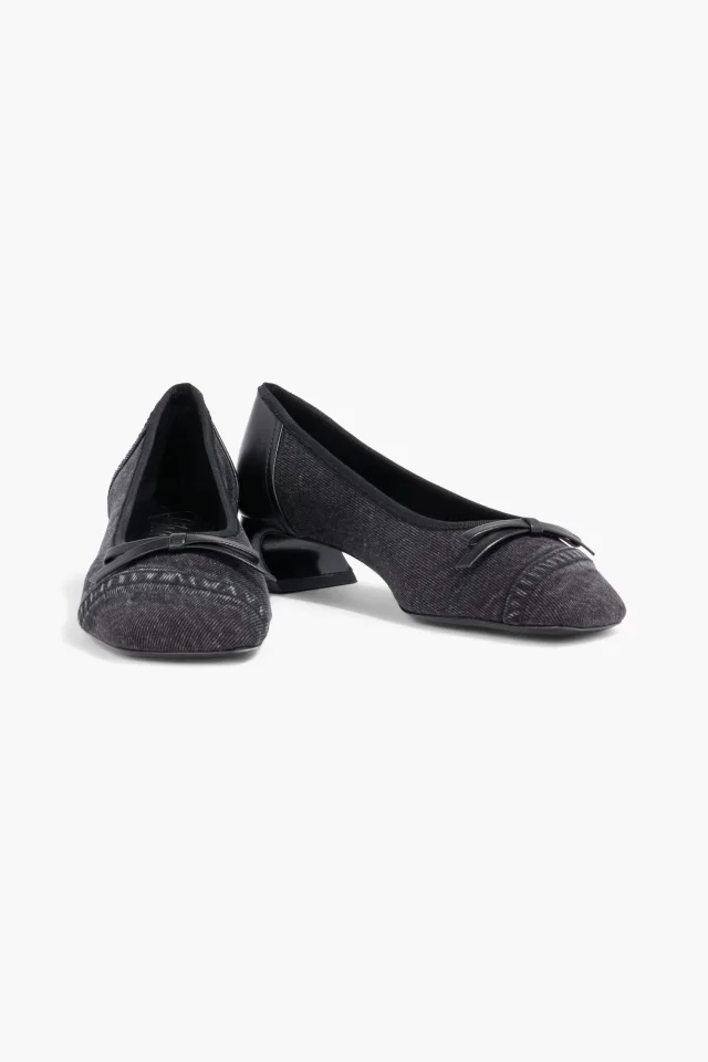 3.1 Phillip Lim ID Bow-Detailed Denim Pumps in Black, photo 2 of 4 from THE OUTNET